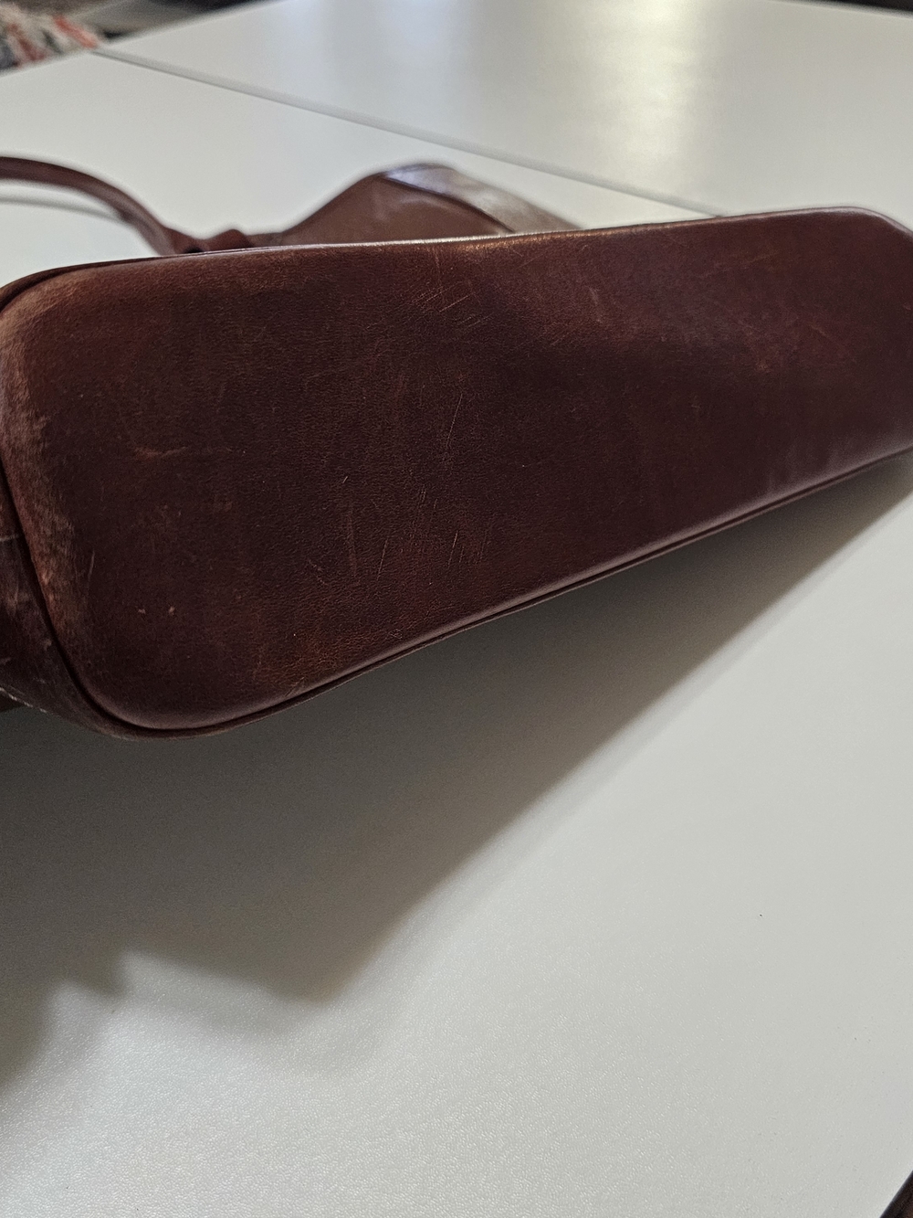 Vintage Ranch-Style Brown Leather Tote with Double Straps - Picture 2 of 10